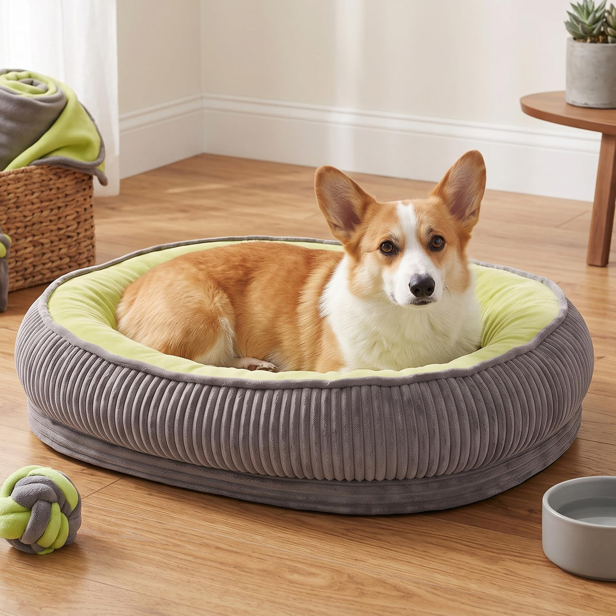 Calming Dog Bed for Small Dogs, Velvet Corduroy Washable Donut Pet Bed