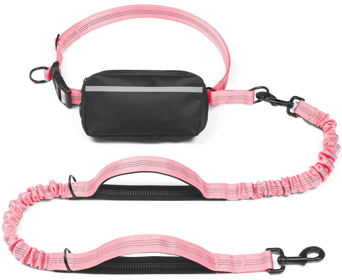 iYoShop Hands Free Dog Leash with Zipper Pouch, Large, 25-120 lbs, Black