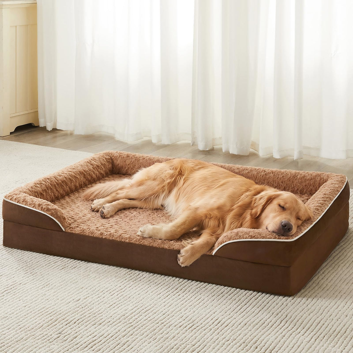 WNPETHOME Orthopedic Washable Dog Bed Large for Senior Dog Cozy Sleep