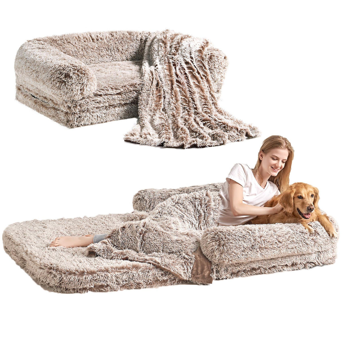 EHEYCIGA Orthopedic Foldable Human Dog Bed - 72x44x11, Grey