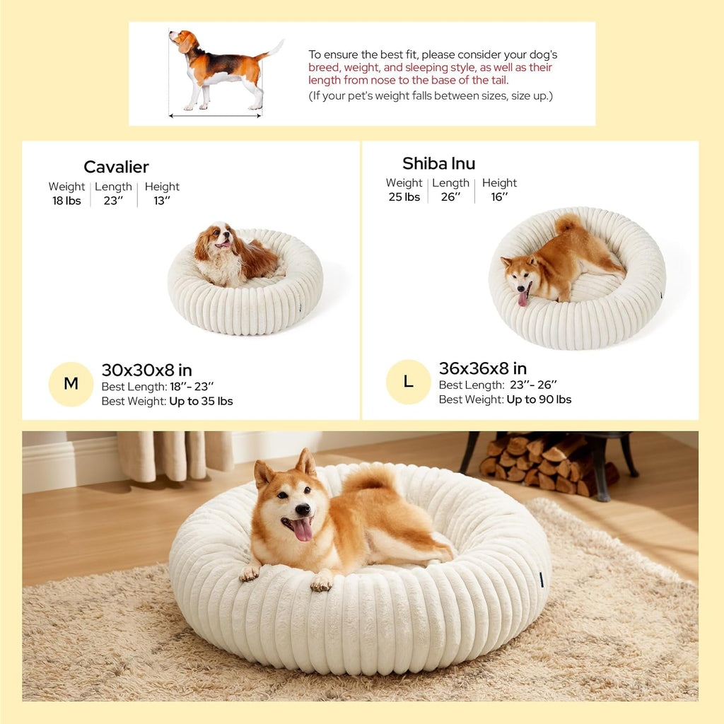Bedsure ComfyFleece® Donut Dog Bed Medium Size Dog with Washable Cover