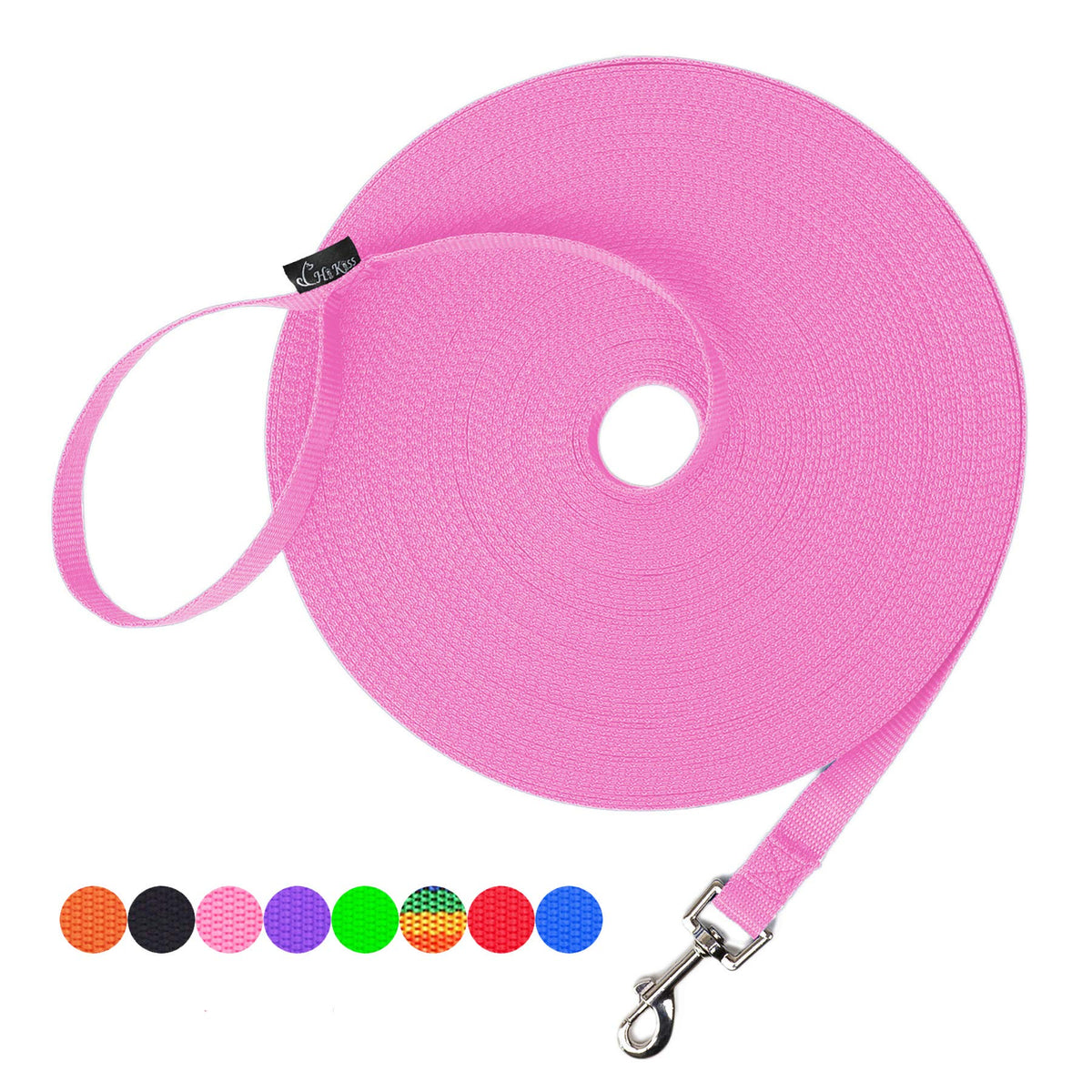 Hi Kiss Dog/Puppy Obedience Recall Agility Lead - 15ft 20ft 30ft 50ft 100ft Leash - Great for Training, Play, Camping, or Backyard - Orange 20ft
