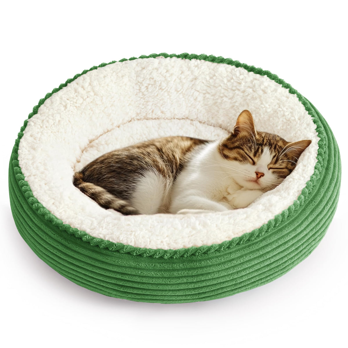 Love's cabin Round Donut Cat and Dog Cushion Bed, 20in Pet Bed for Cats or Small Dogs, Anti-Slip & Water-Resistant Bottom, Soft Durable Fabric Pet beds, Washable Luxury Cat Dog Bed Lavender Stripe