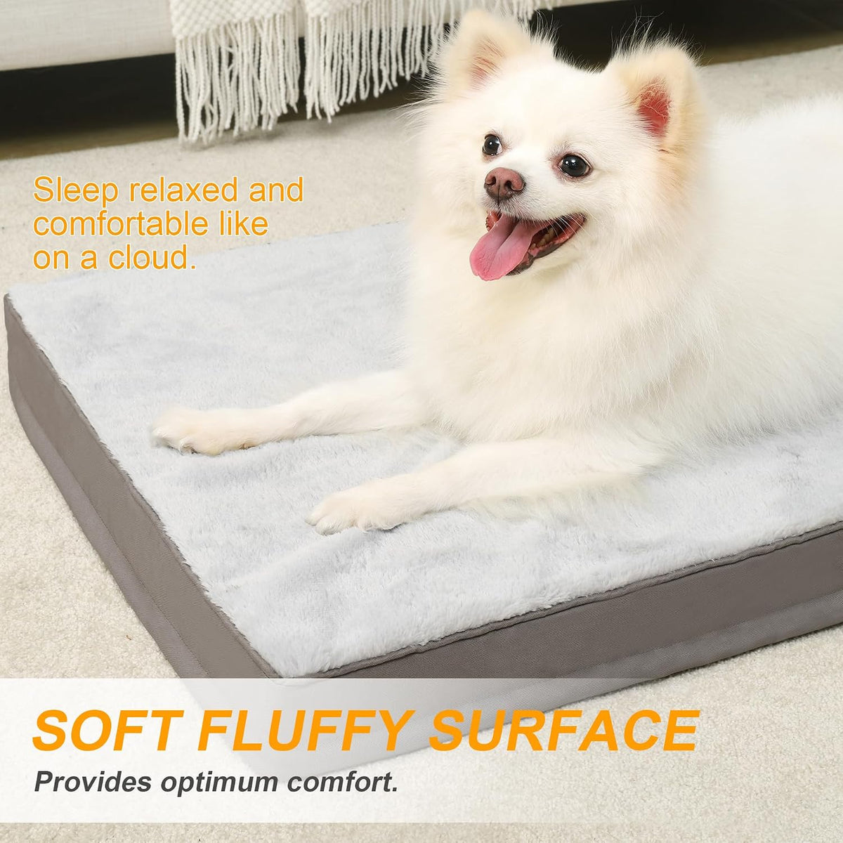 KSIIA Orthopedic Dog Bed for Small Dogs with Waterproof Lining, Grey, 23x17