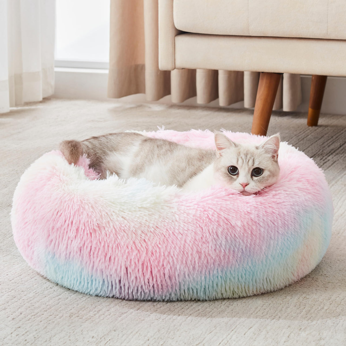 WESTERN HOME WH Calming Dog Bed & Cat Bed Washable Puppy Bed,24" Light Grey
