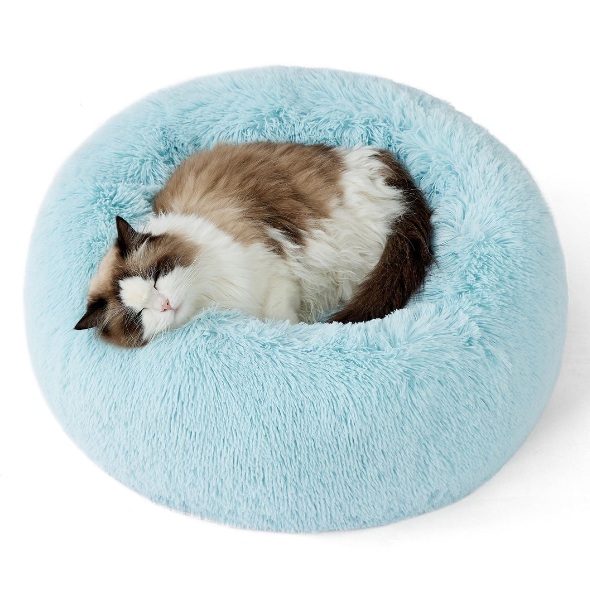 Bedsure Calming Cat Beds Donut Round Washable Kitten Bed,20 inches Camel