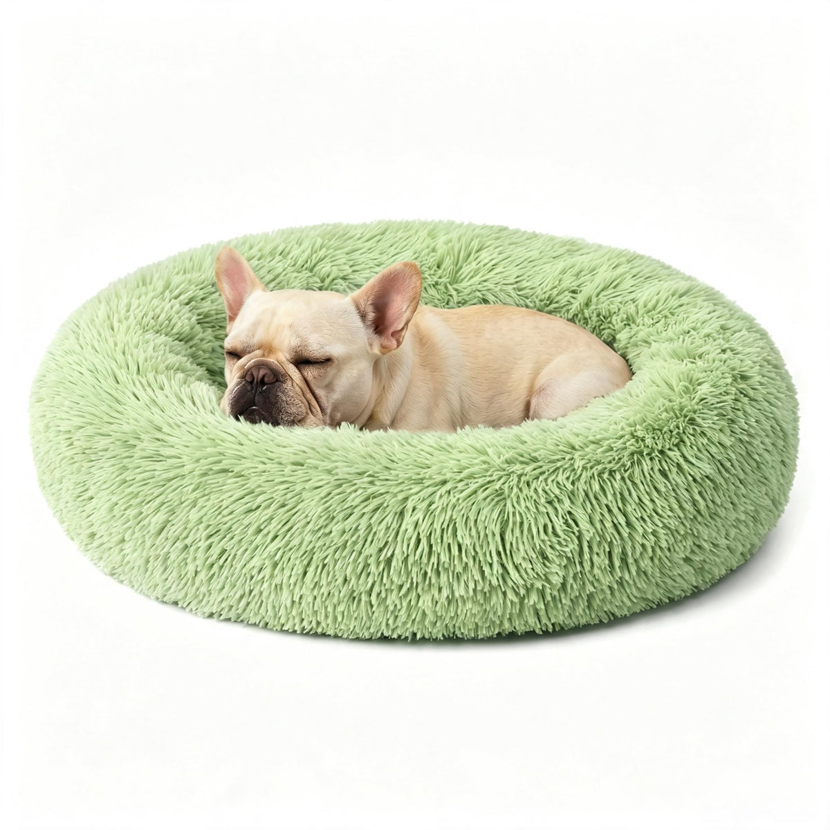 Calming Donut Dog and Cat Bed for Indoor Cats, Anti-Anxiety Round Fluffy Soft Washable Small Pet Bed for Puppy and Kitten, Warming Comfortable Luxury Anti-Slip Waterproof Mute Base 20in Gray