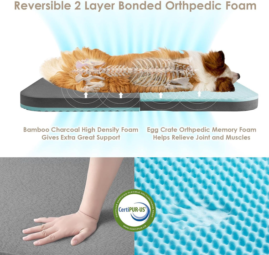 EHEYCIGA Orthopedic Foldable Human Dog Bed - 72x44x11, Grey
