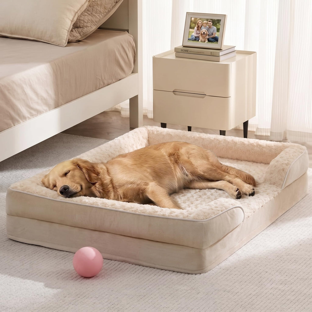 WNPETHOME Orthopedic Washable Dog Bed Large for Senior Dog Cozy Sleep