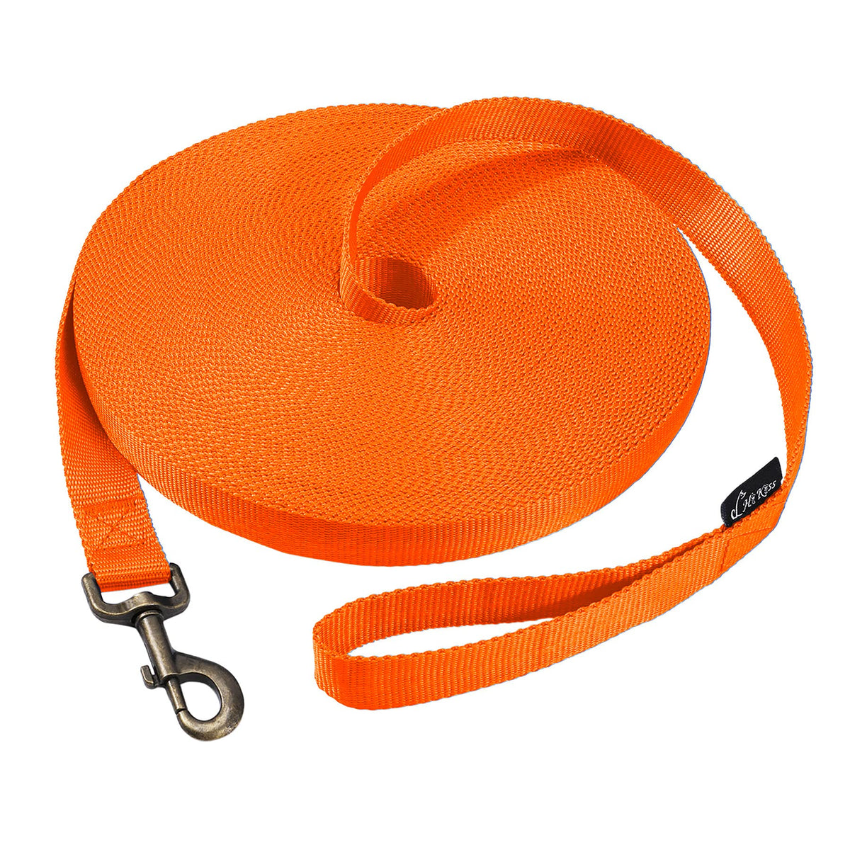 Hi Kiss Dog/Puppy Obedience Recall Agility Lead - 15ft 20ft 30ft 50ft 100ft Leash - Great for Training, Play, Camping, or Backyard - Orange 20ft