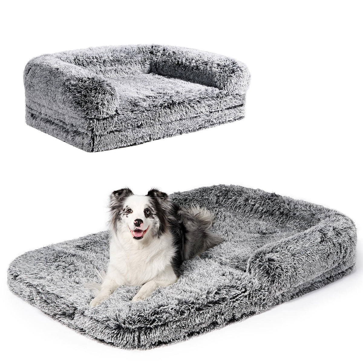 EHEYCIGA Orthopedic Foldable Human Dog Bed - 72x44x11, Grey