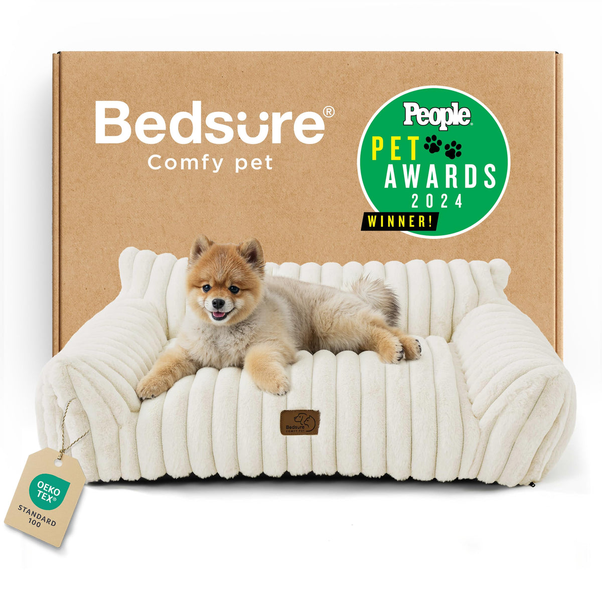 Bedsure ComfyFleece® Shown on TV Fluffy Cute Cat Couch for Pets,24in Cream