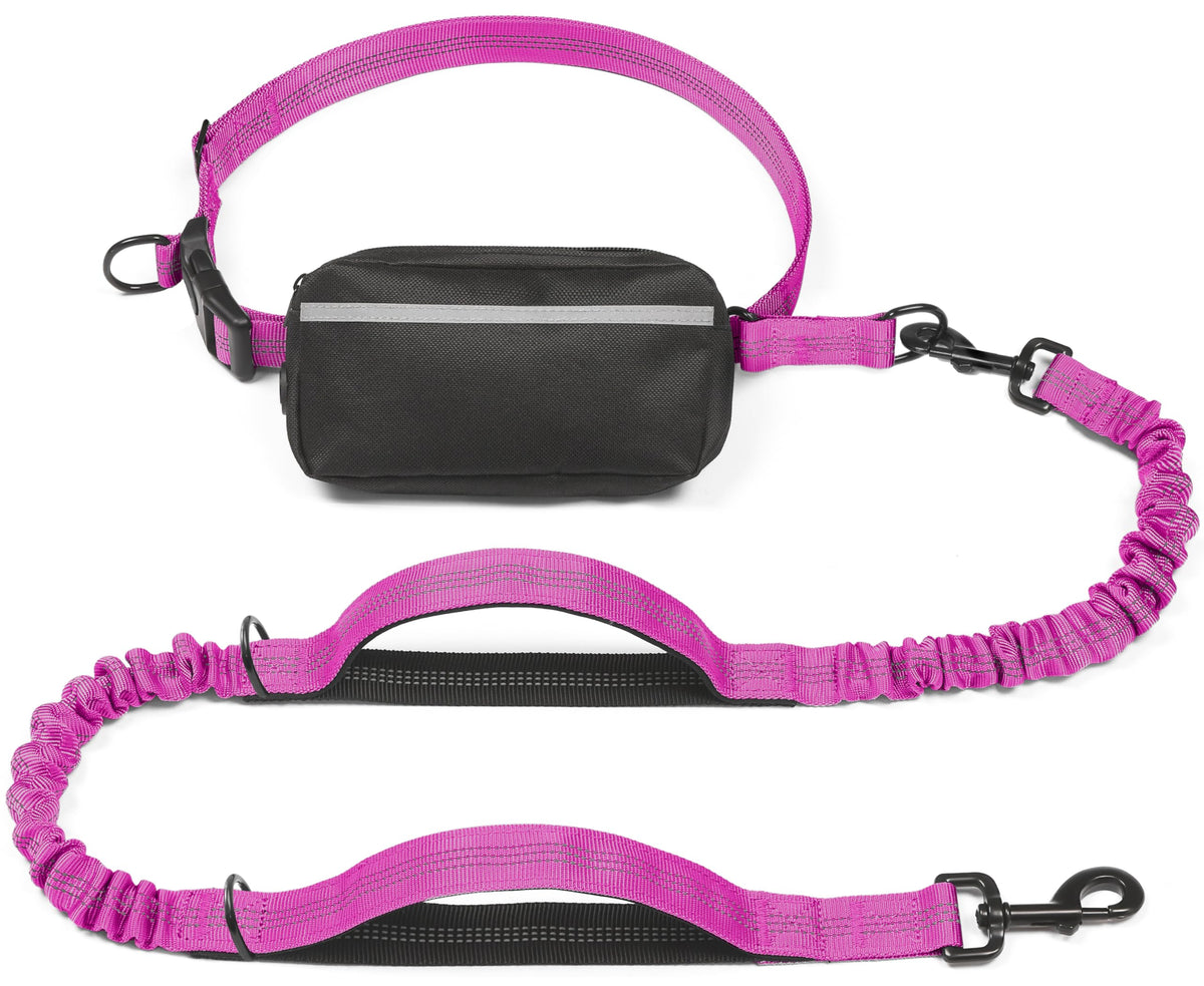 iYoShop Hands Free Dog Leash with Zipper Pouch, Large, 25-120 lbs, Black