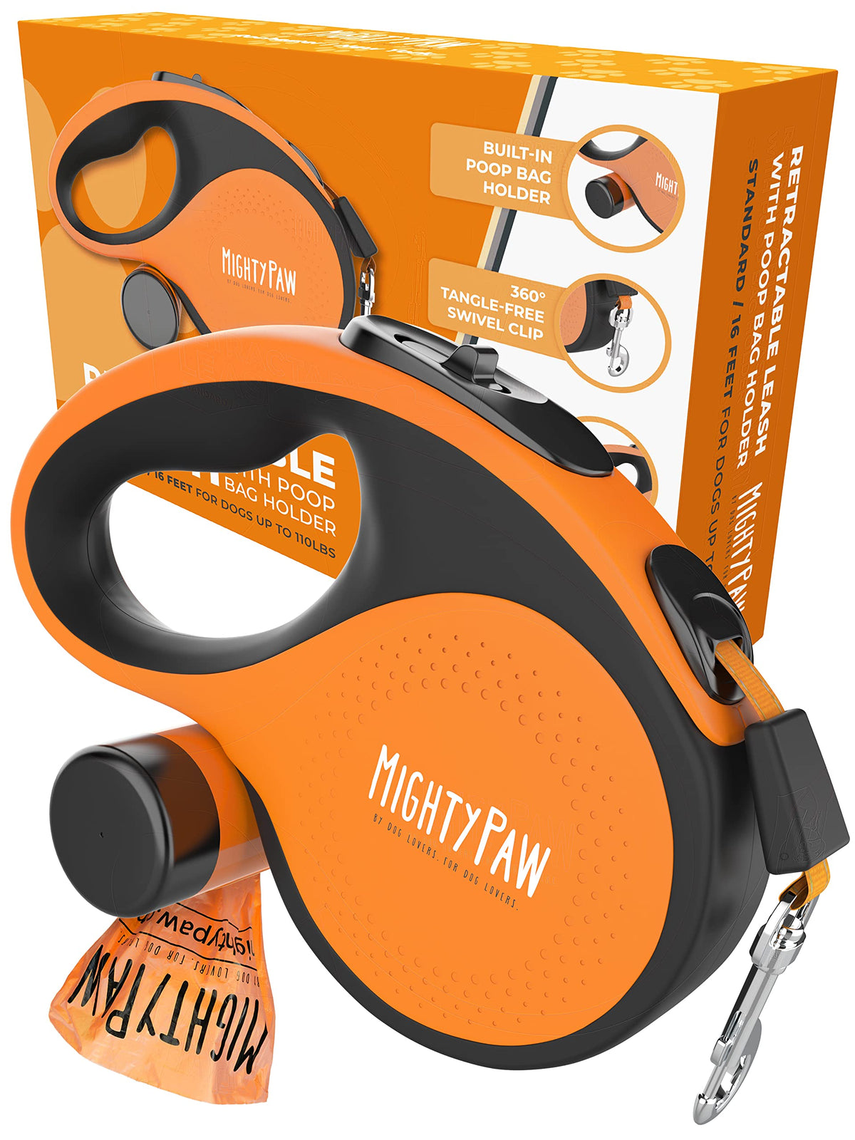 Mighty Paw Retractable Dog Leash 2.0, 16 Ft, for Medium Dogs, Heavy Duty