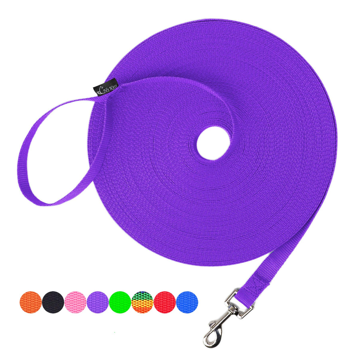Hi Kiss Dog/Puppy Obedience Recall Agility Lead - 15ft 20ft 30ft 50ft 100ft Leash - Great for Training, Play, Camping, or Backyard - Orange 20ft