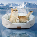 Bedsure Small Dog Bed Washable,Round Cat Beds for Indoor Cats,20in Ivory