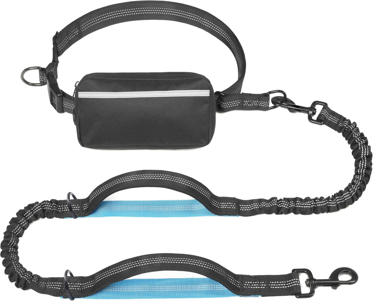 iYoShop Hands Free Dog Leash with Zipper Pouch, Large, 25-120 lbs, Black