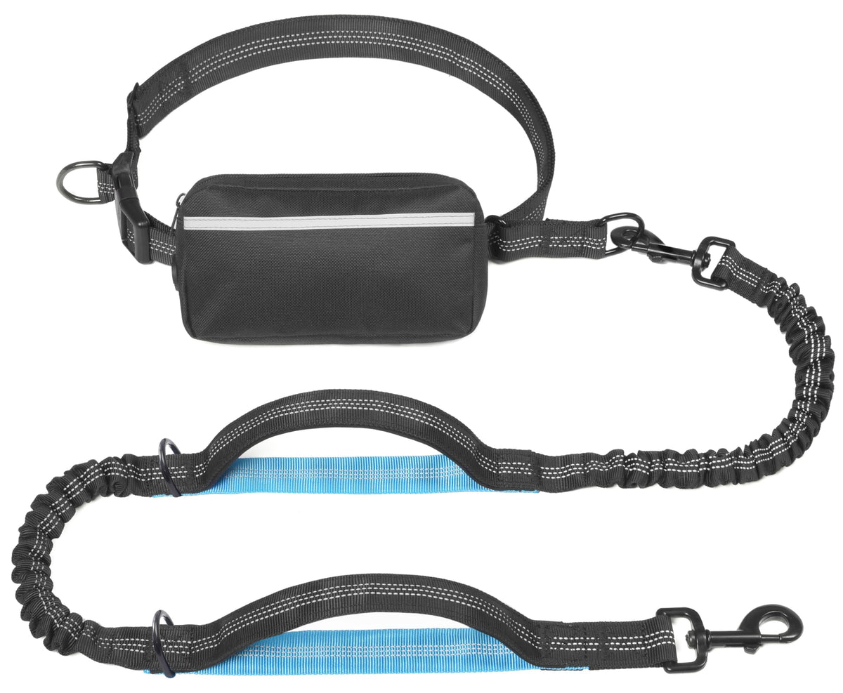 iYoShop Hands Free Dog Leash with Zipper Pouch, Large, 25-120 lbs, Black