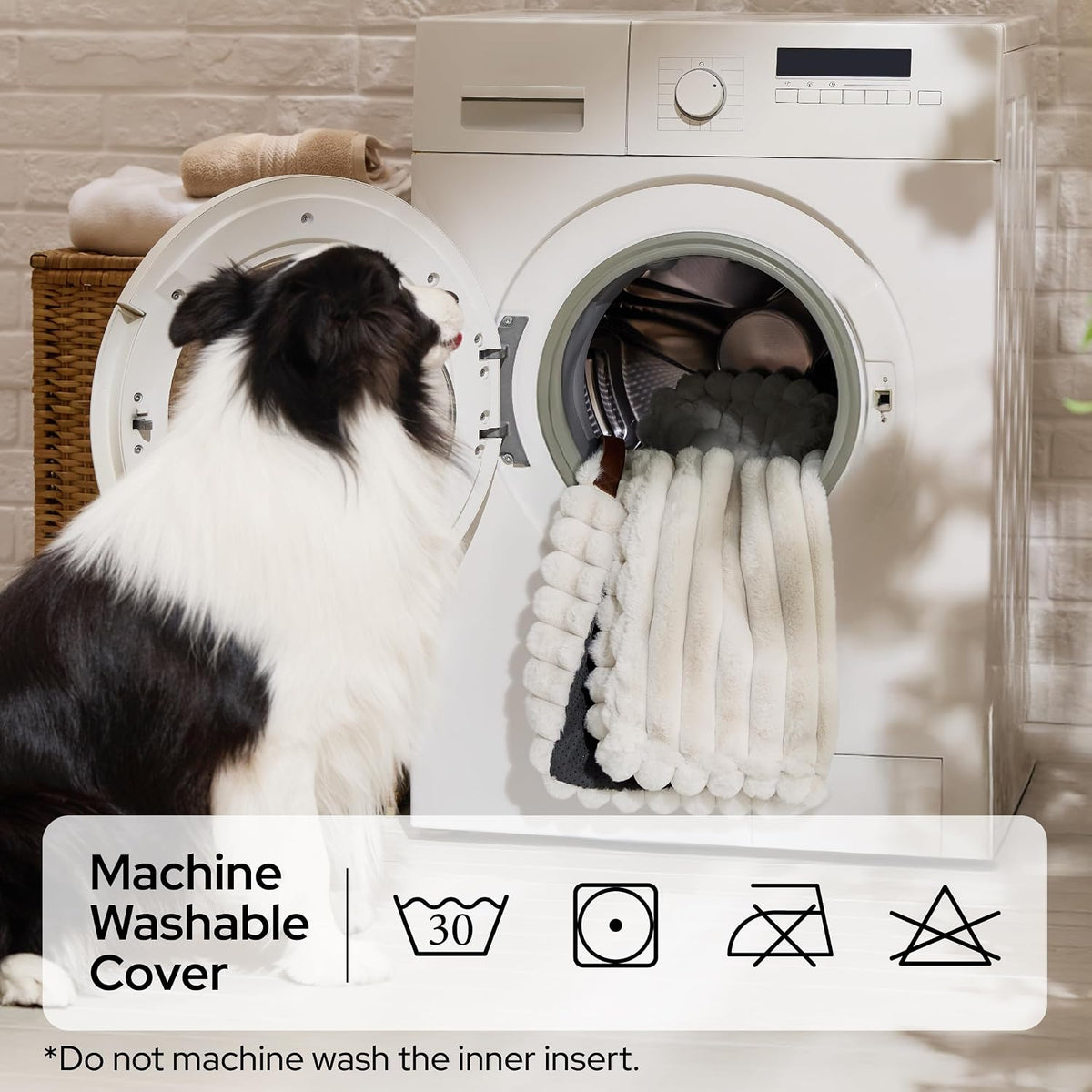 Bedsure ComfyFleece® Cute Dog Bed for Small Medium Dogs Washable,25in Cream