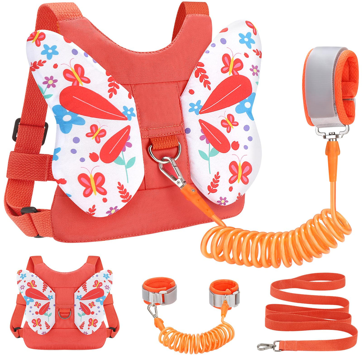 Accmor 3 in 1 Toddler Harness Leashes + Anti Lost Wrist Link, Kids Harness Children Leash for Girls, Child Anti Lost Leash Baby Cute Harness Belt Strap Hold Kids Close While Walking