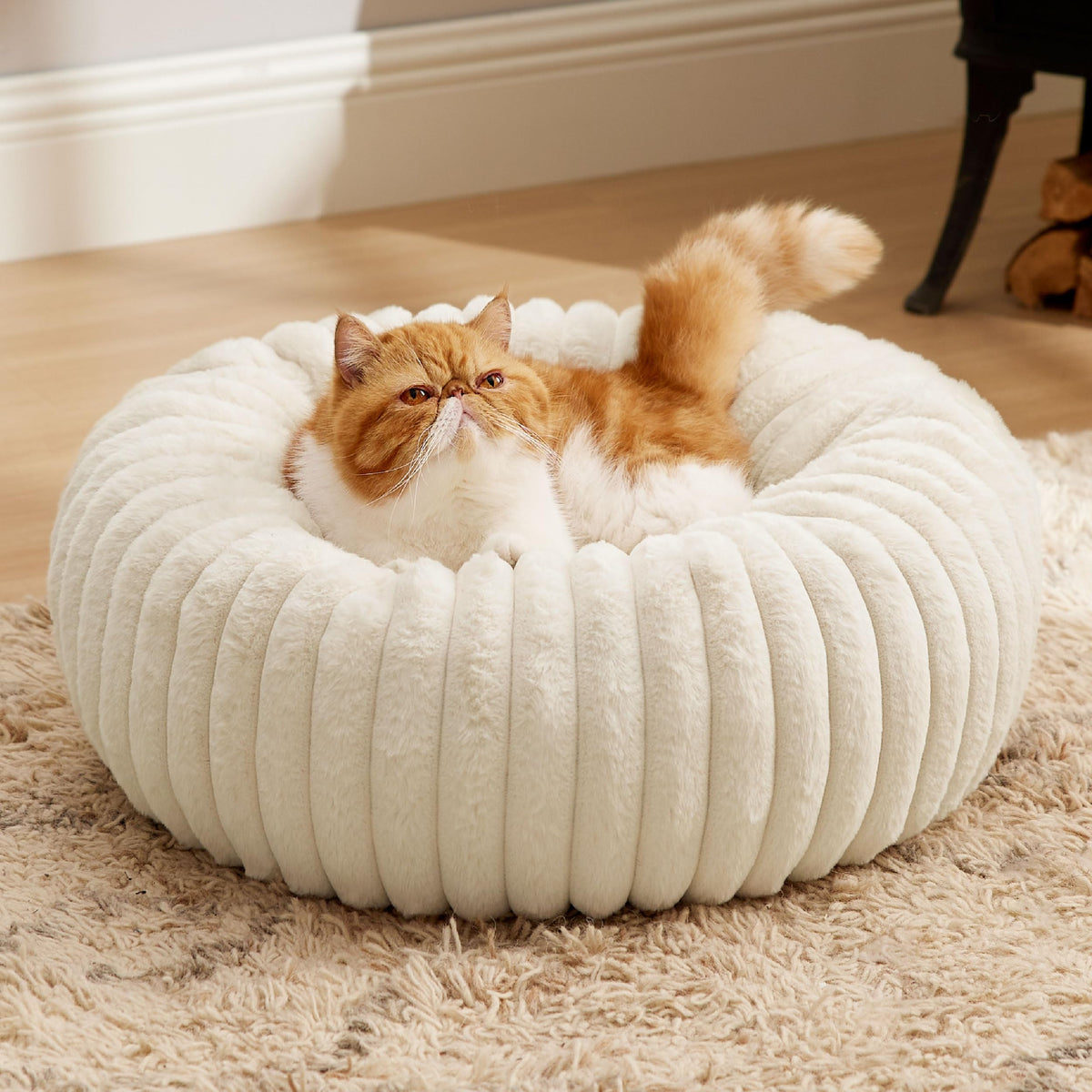 Bedsure ComfyFleece® Donut Dog Bed Medium Size Dog with Washable Cover