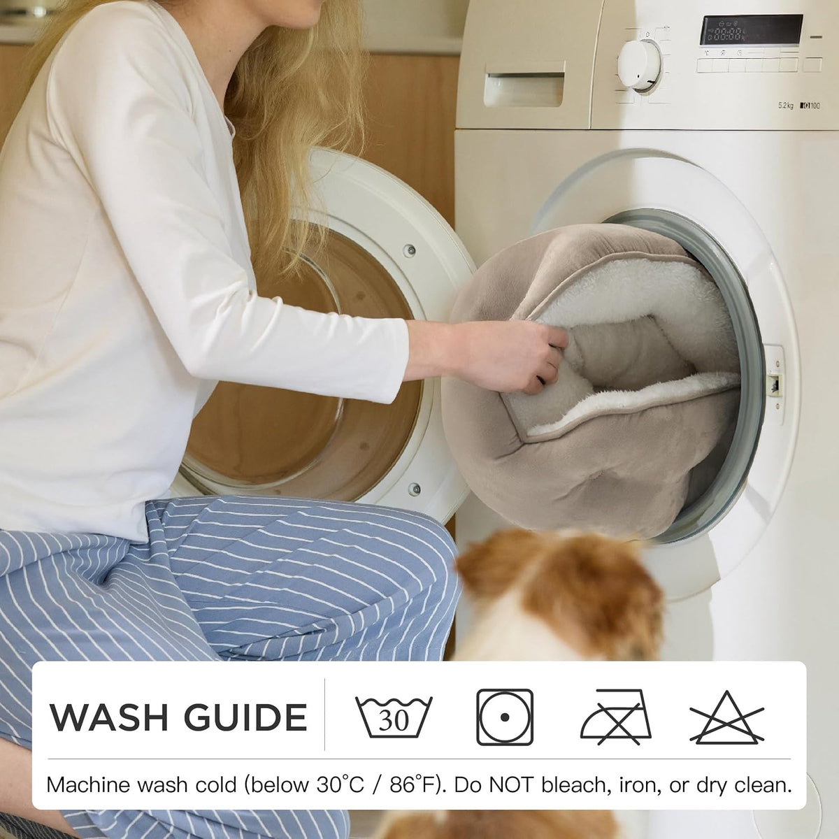 Bedsure Small Dog Bed Washable,Round Cat Beds for Indoor Cats,20in Camel