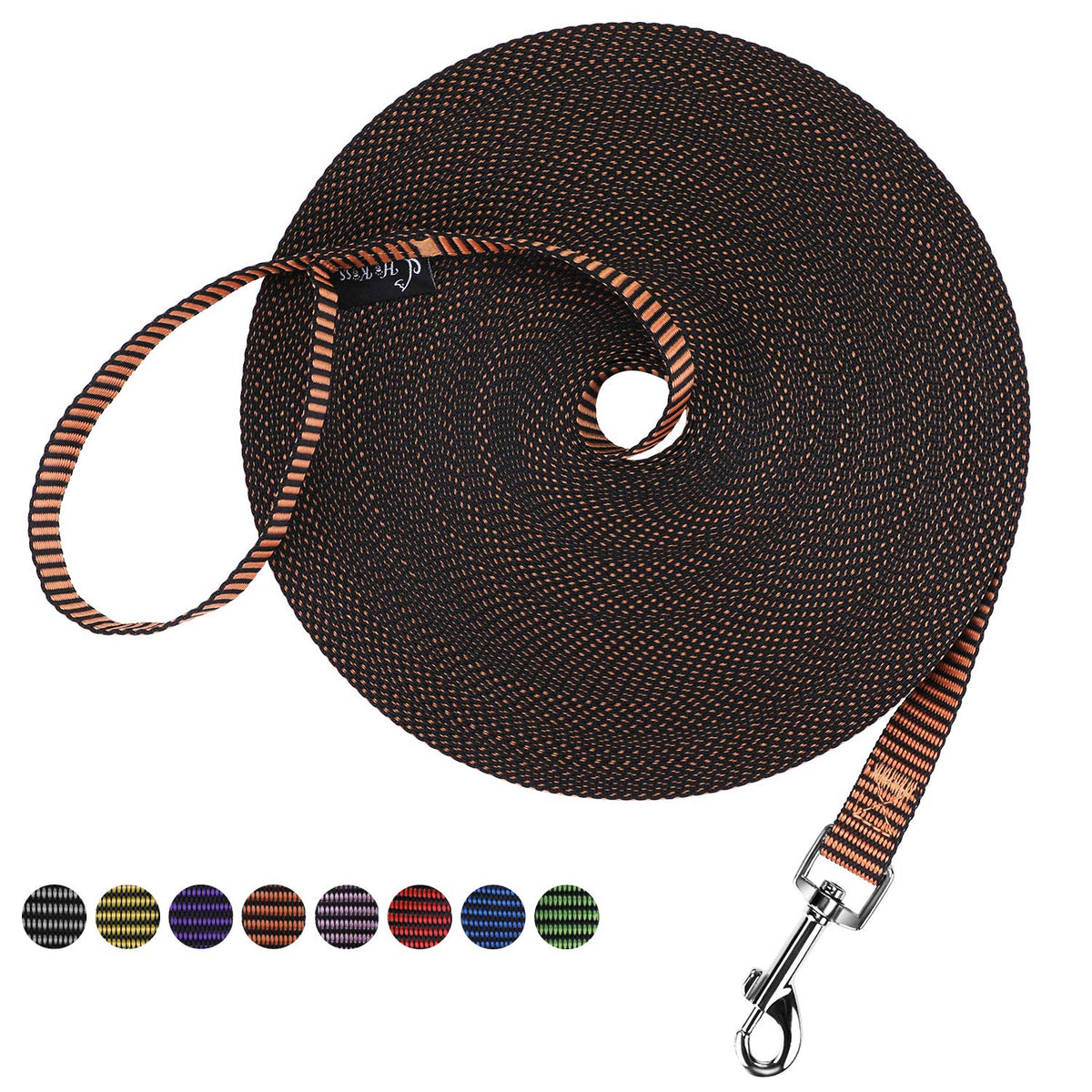 Hi Kiss Dog/Puppy Obedience Recall Agility Lead - 15ft 20ft 30ft 50ft 100ft Leash - Great for Training, Play, Camping, or Backyard - Orange 20ft