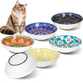 Ceramic Cat Food Bowls, 6 Pack 5.7-in Non-Slip Cat Dishes for Food, Water