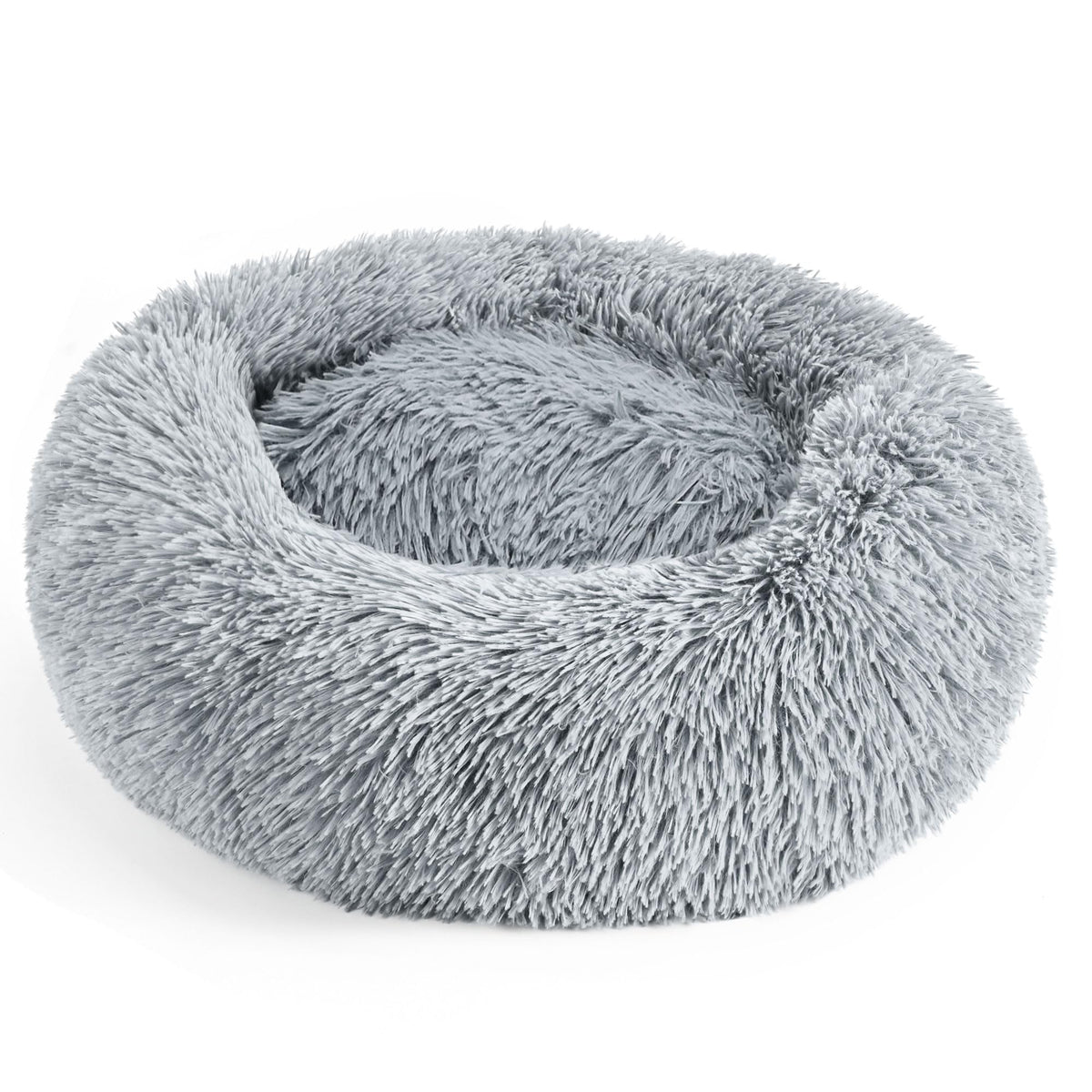 Hoewina Dog & Cat Bed for Indoor Cats, 20in Calming Donut Bed (Light Grey)