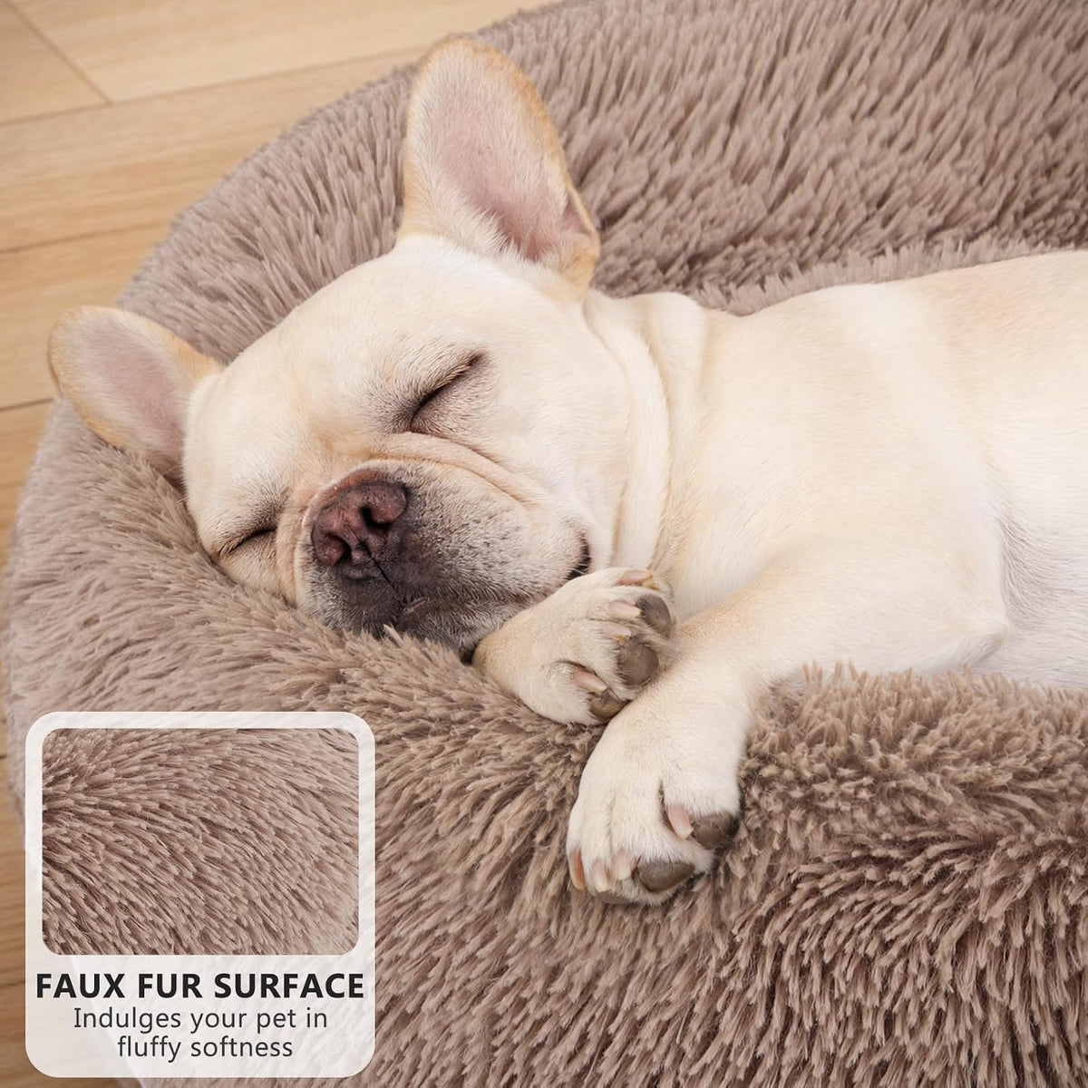 MIXJOY Orthopedic Dog Bed Comfortable Donut Cuddler Round Pet Beds Ultra Soft Washable Dog and Cat Cushion (20''/23''/30'') (23'', Brown)