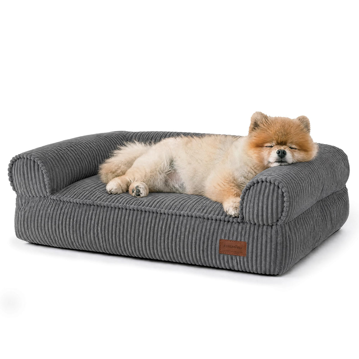 FUKUMARU Dog Couch Bed, Corduroy Cozy Cat Bed, Waterproof, Washable Cover
