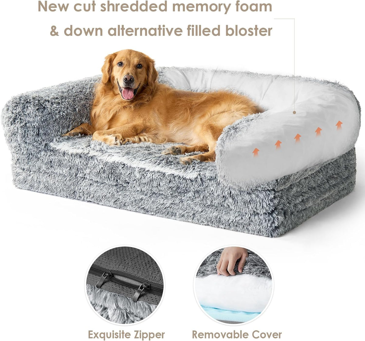 EHEYCIGA Orthopedic Foldable Human Dog Bed - 72x44x11, Grey