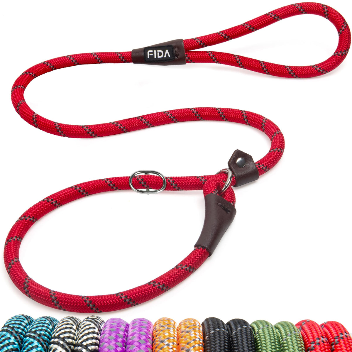 Fida Durable Slip Lead Dog Leash, 6 FT x 1/2" Dog Training Leash, Green