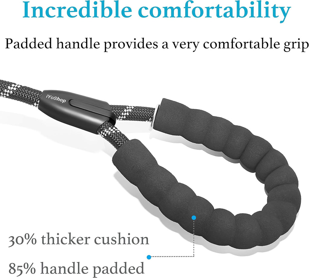 iYoShop Double Dog Leash, 360° Swivel, No Tangle, Large, 25-150 lbs, Black