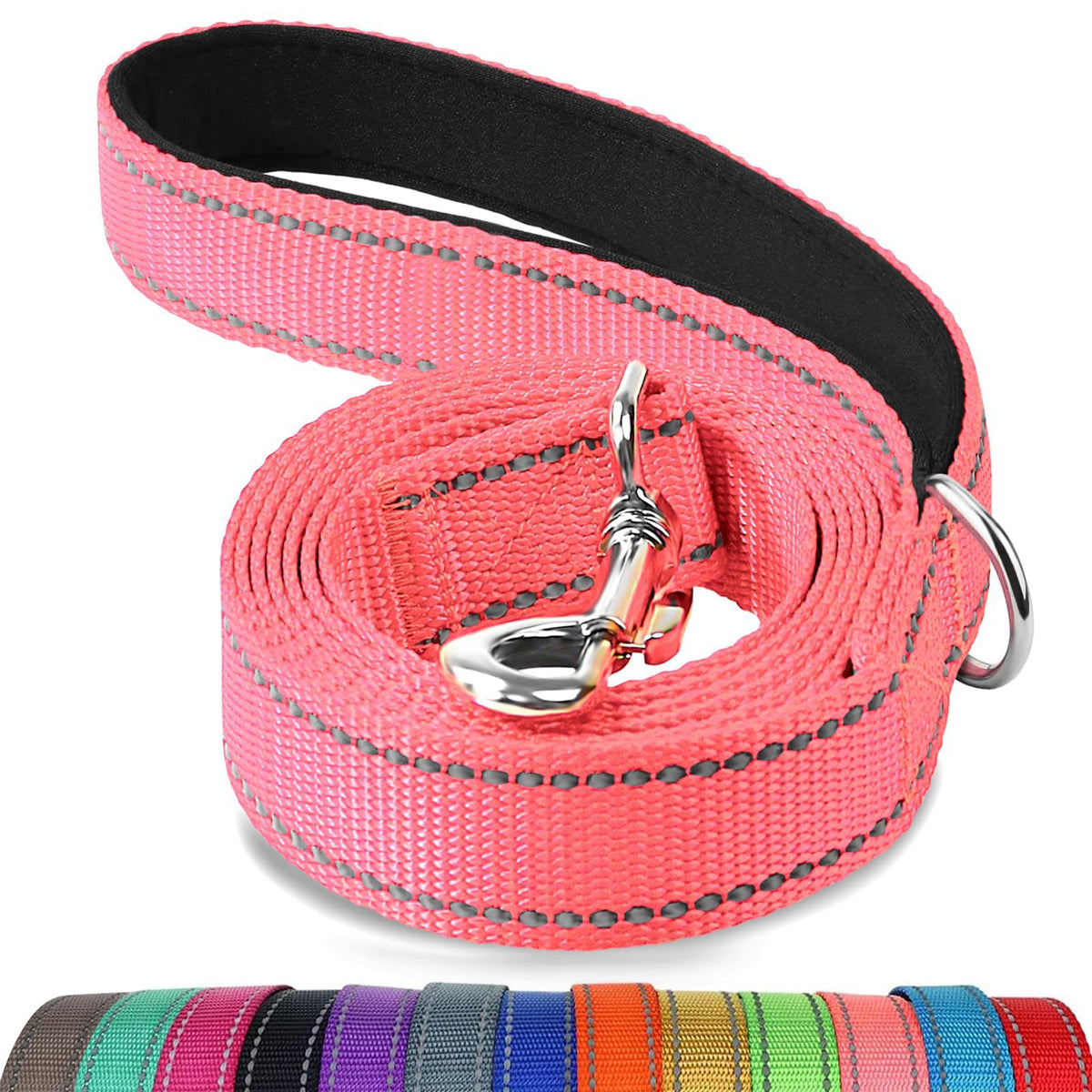 Joytale Reflective Dog Leash for Medium & Large Dogs, 6 FT x 1", Red