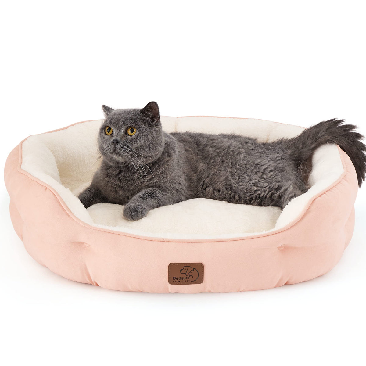 Bedsure Small Dog Bed Washable,Round Cat Beds for Indoor Cats,20in Camel