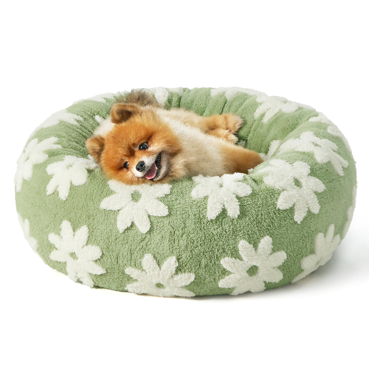 LE SURE Shown on TV Jacquard Donut Dog Beds Large Sized Dog,Green 36x36x8in
