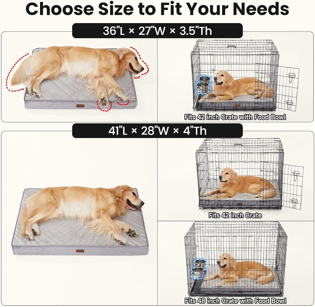 OhGeni Orthopedic Large Dog Bed, Reversible Memory Foam, 41 inch-XL(Gray)