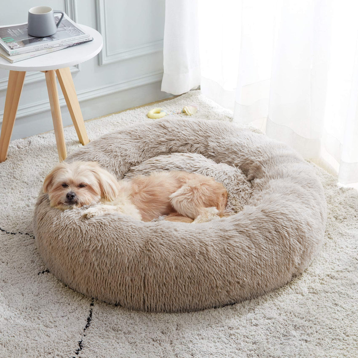 WESTERN HOME WH Calming Dog Bed & Cat Bed Washable Puppy Bed,24" Light Grey