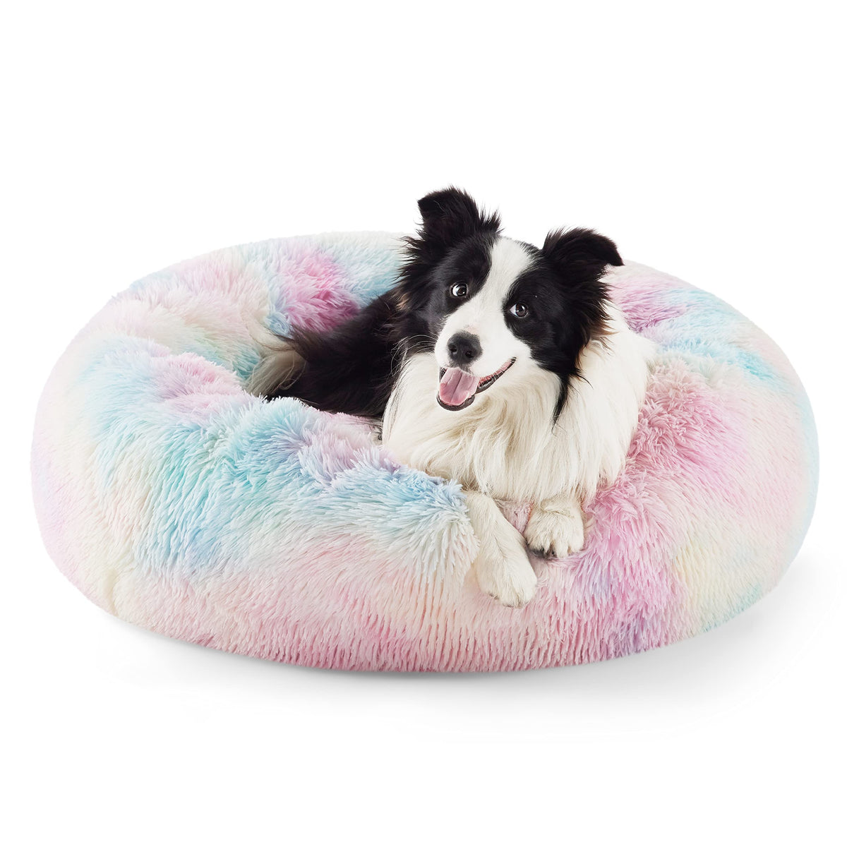 Bedsure Calming Dog Bed Medium Size Dog Donut Washable Pet Bed,30ins Camel
