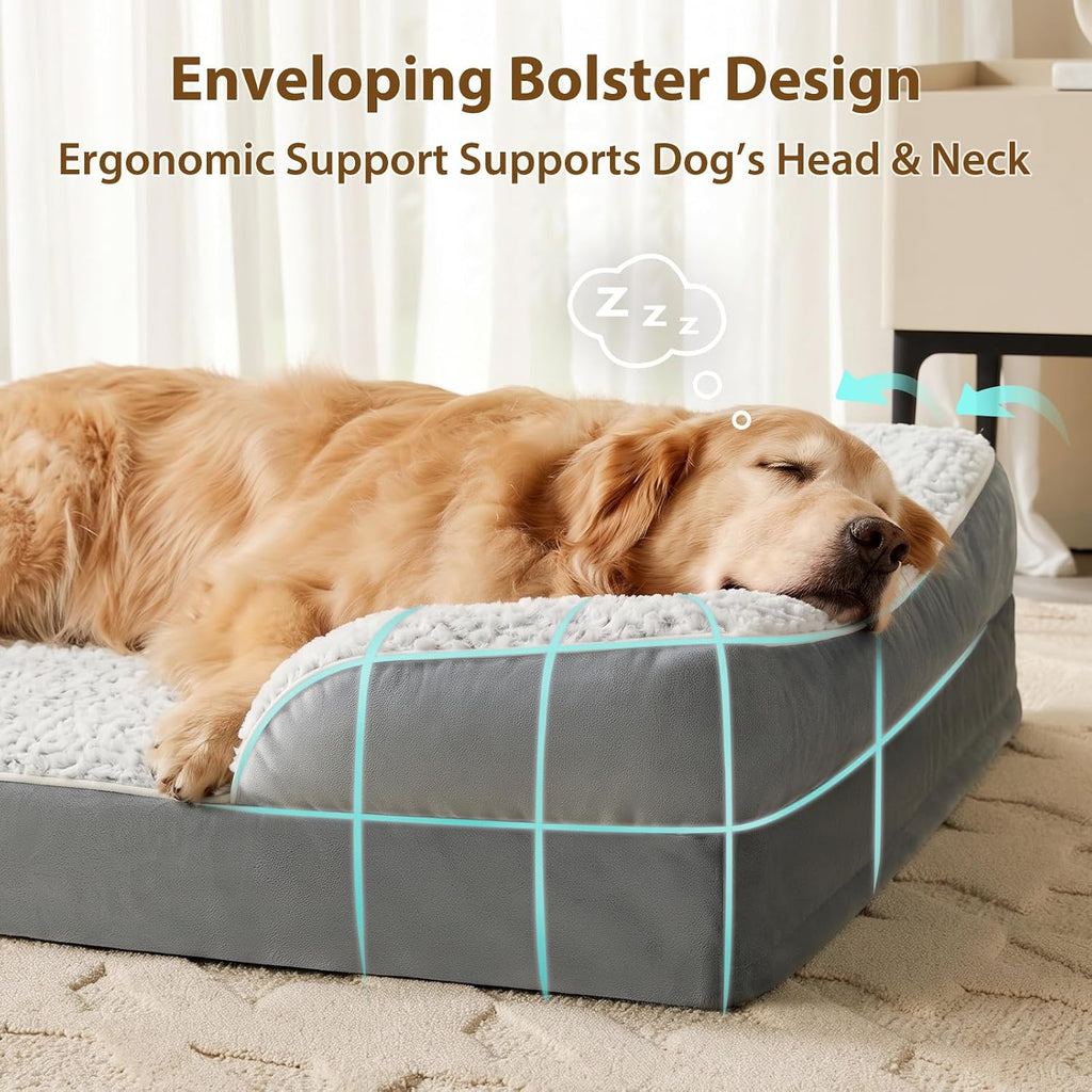 LEXTRO Washable Orthopedic Dog Bed, Waterproof Couch for Large Senior Dogs