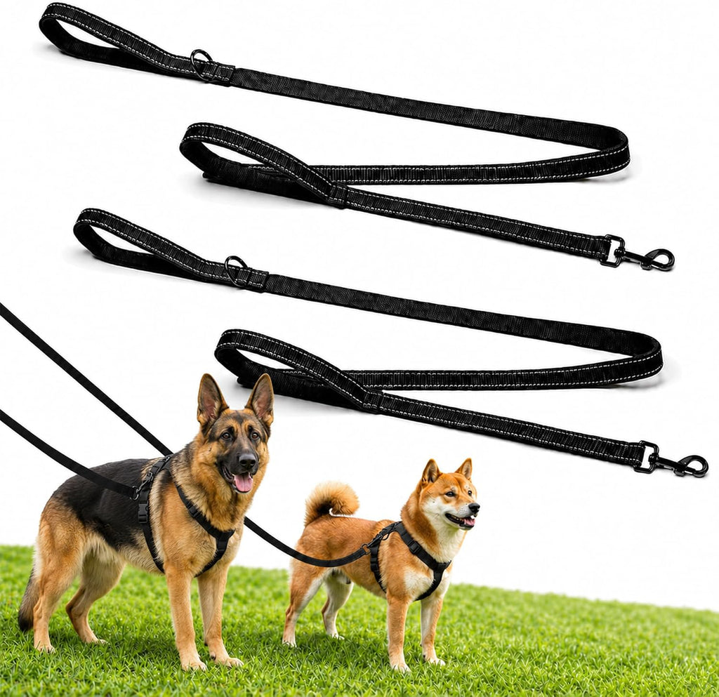 2 Pack Dog Leash, 6 FT Heavy Duty Dual Handle Reflective Leash for Dogs