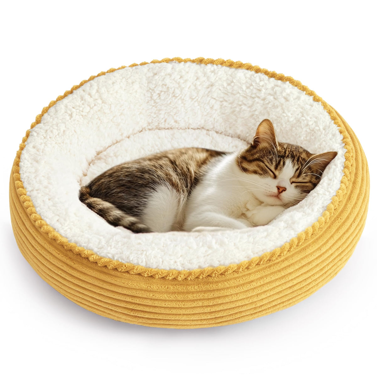 Love's cabin Round Donut Cat and Dog Cushion Bed, 20in Pet Bed for Cats or Small Dogs, Anti-Slip & Water-Resistant Bottom, Soft Durable Fabric Pet beds, Washable Luxury Cat Dog Bed Lavender Stripe