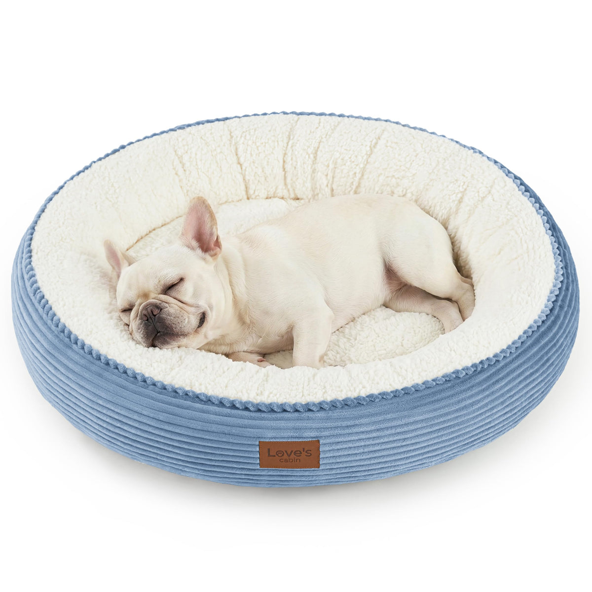 Love's cabin Round Donut Cat and Dog Cushion Bed, 20in Pet Bed for Cats or Small Dogs, Anti-Slip & Water-Resistant Bottom, Soft Durable Fabric Pet beds, Washable Luxury Cat Dog Bed Lavender Stripe