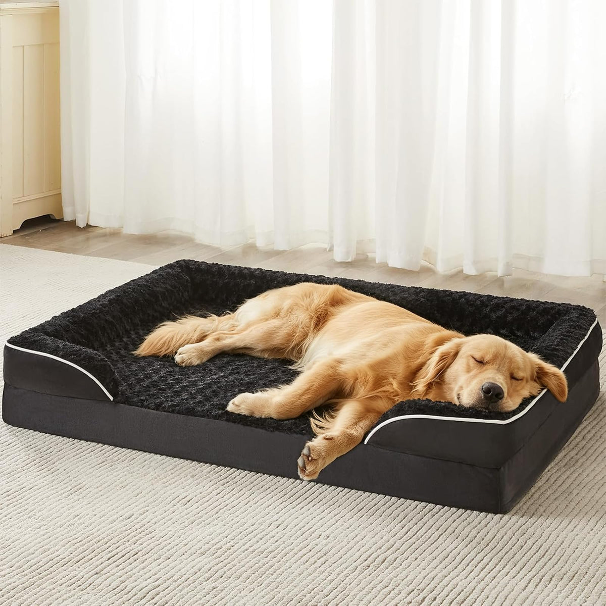 WNPETHOME Orthopedic Washable Dog Bed Large for Senior Dog Cozy Sleep
