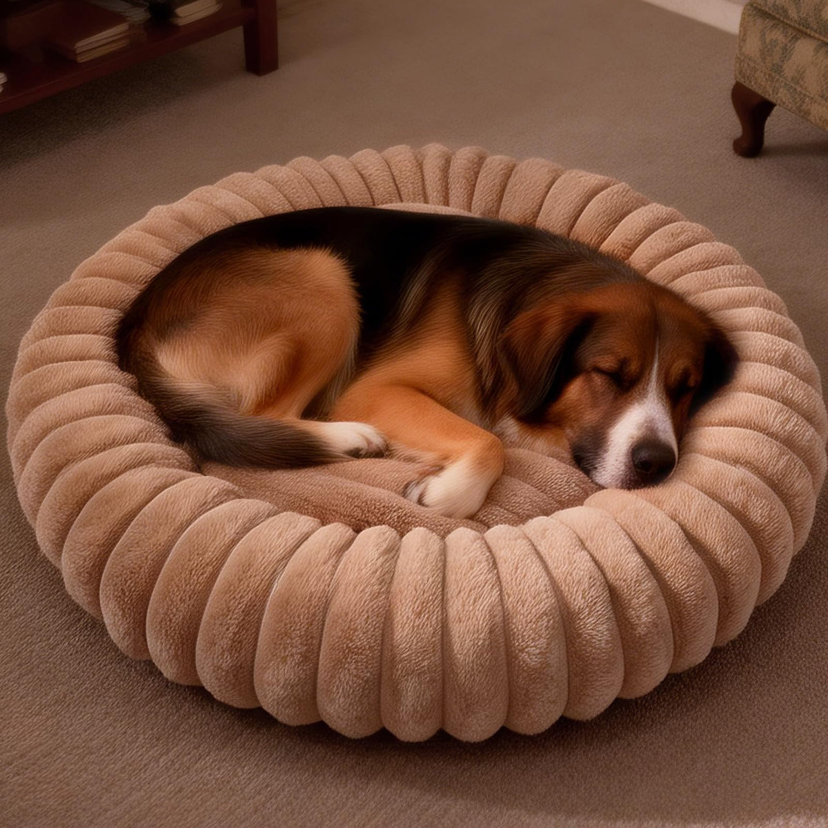 Donut Small Dog Bed Round Calming Kitten & Puppy Bed,20in White