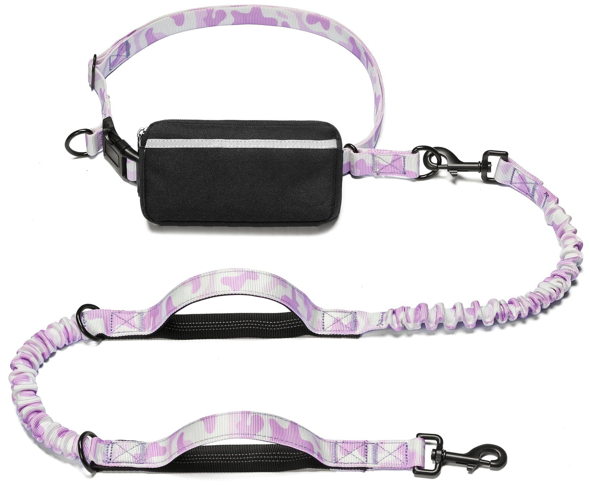 iYoShop Hands Free Dog Leash with Zipper Pouch, Large, 25-120 lbs, Black