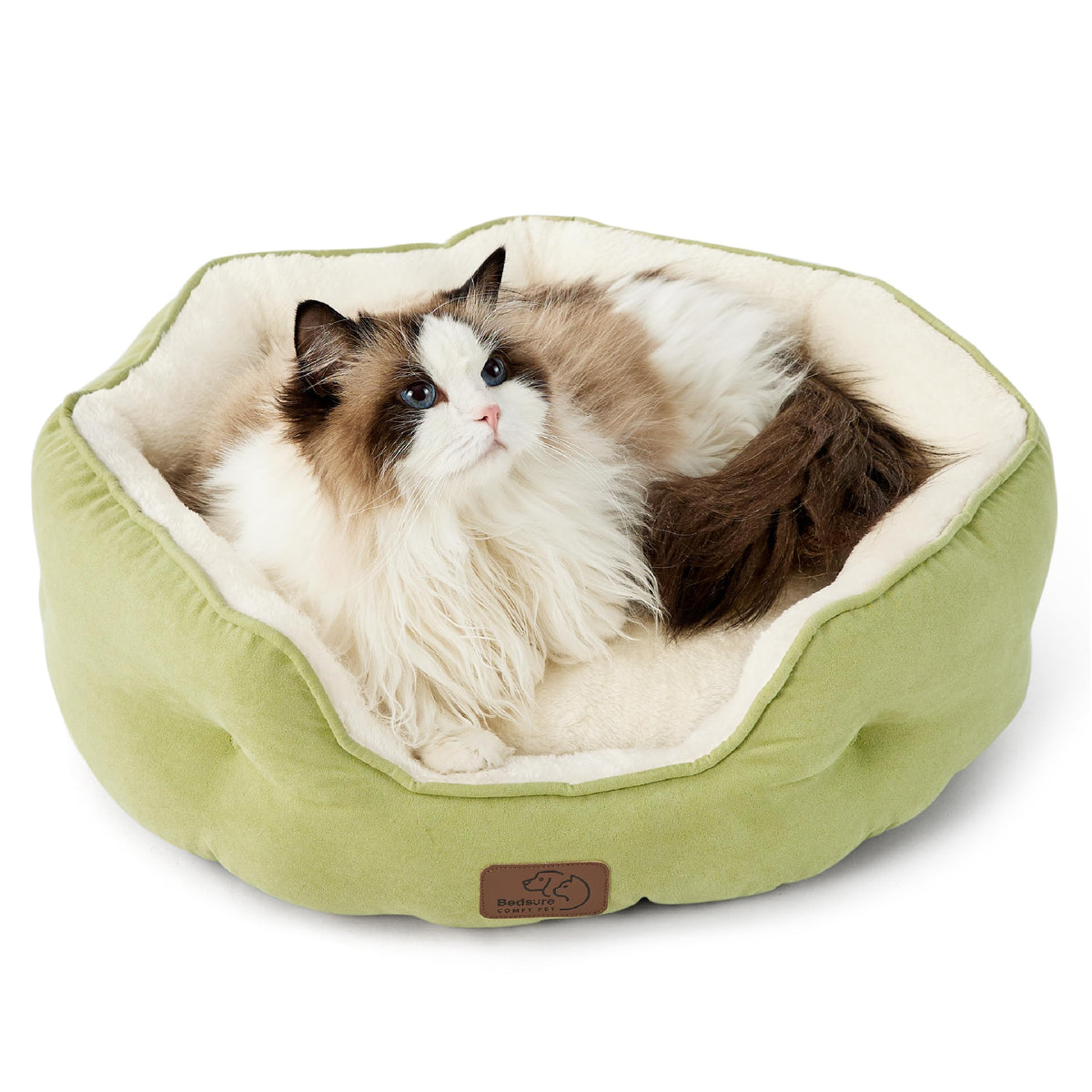 Bedsure Small Dog Bed Washable,Round Cat Beds for Indoor Cats,20in Camel