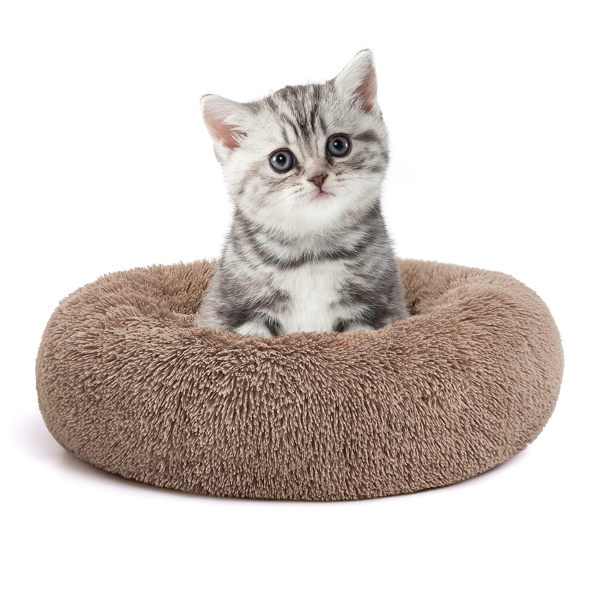 MIXJOY Orthopedic Dog Bed Comfortable Donut Cuddler Round Pet Beds Ultra Soft Washable Dog and Cat Cushion (20''/23''/30'') (23'', Brown)