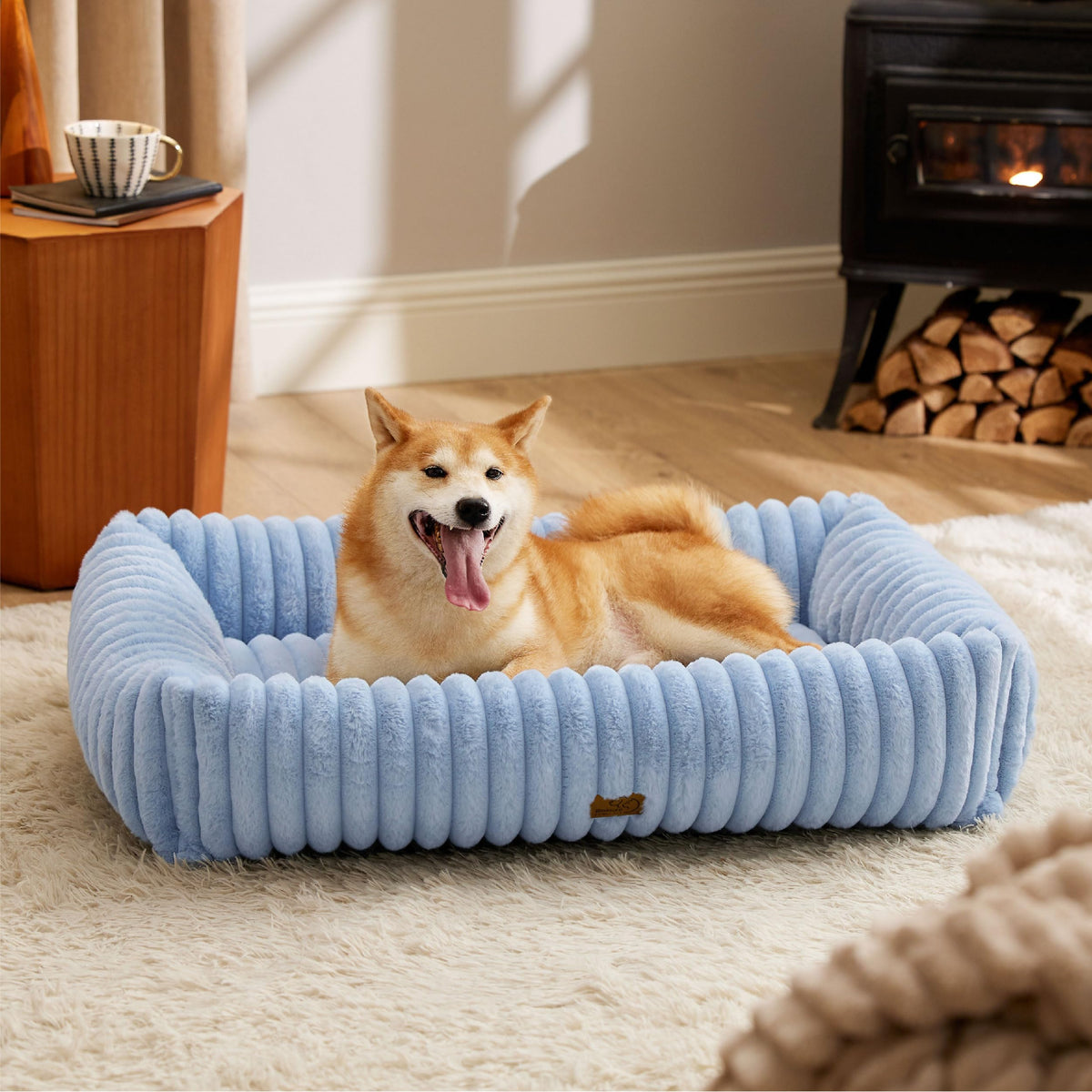 Bedsure ComfyFleece® Cute Dog Bed for Small Medium Dogs Washable,25in Cream